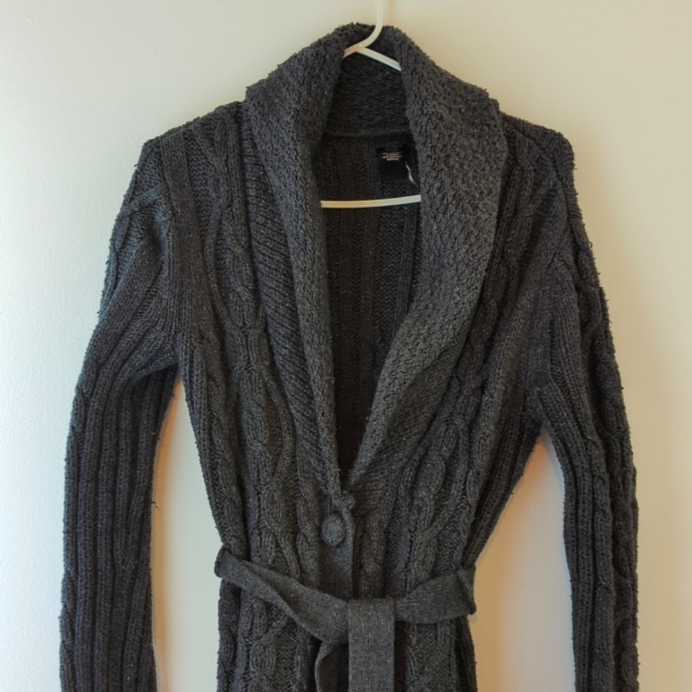 Long wrap sweater